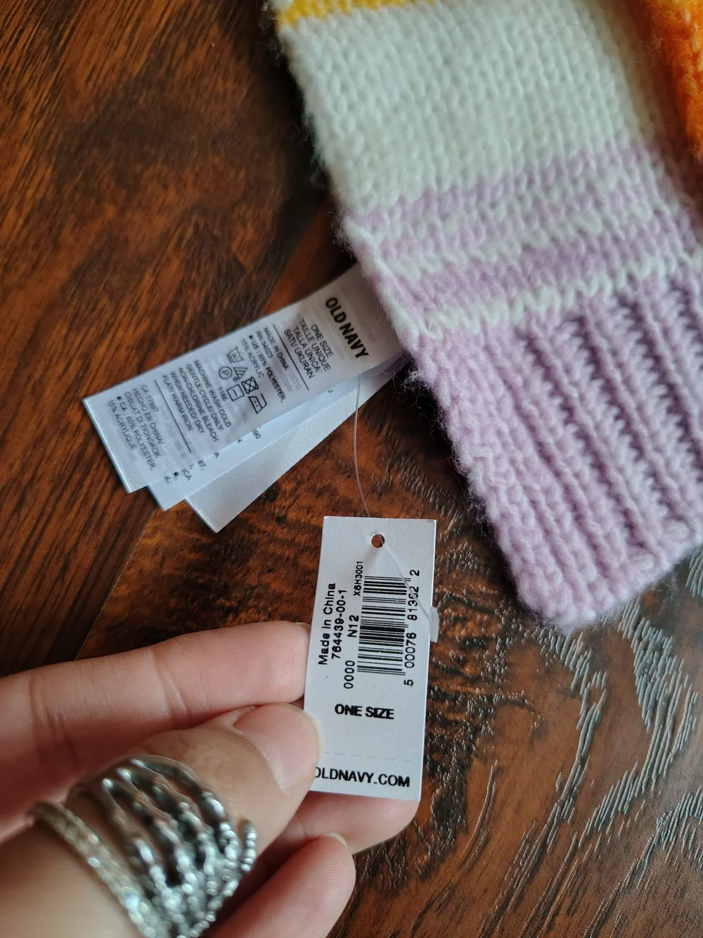 Old Navy Multicolor Striped Knit Scarf — Pink, Orange, Yellow, Blue, Red